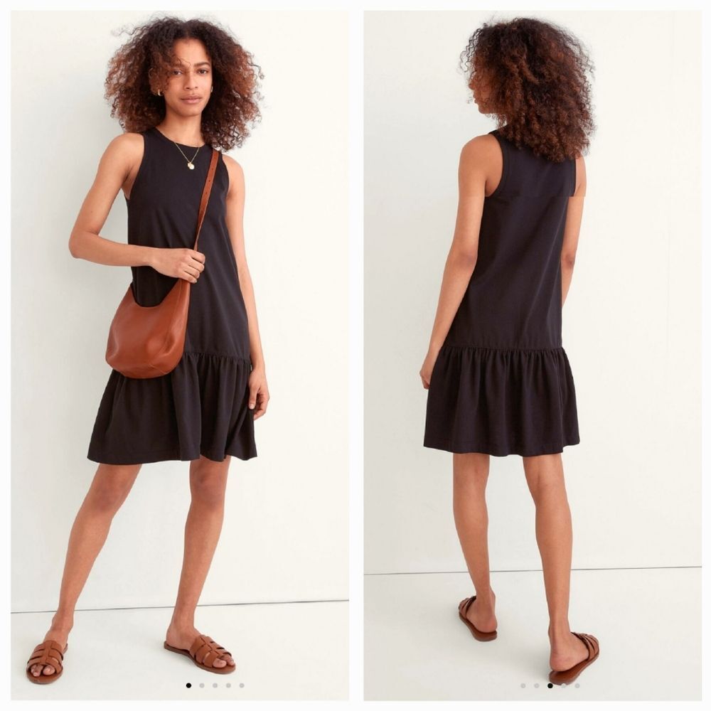 NWOT Madewell Brightside Ruffle Black Tank Mini Dress XS